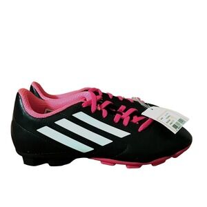 Adidas Conquisto FG J Cleats Youth Unisex Size 4.5 Black Pink Soccer Field Shoes